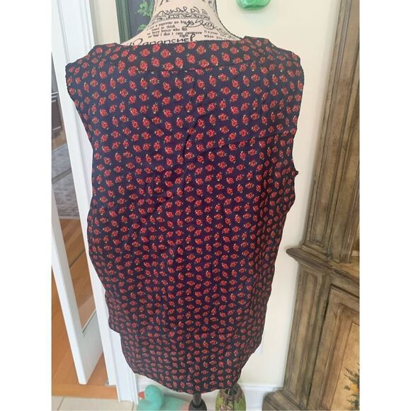 Talbots Lady Bug Navy Silk Sleeveless Top - Picture 5 of 9